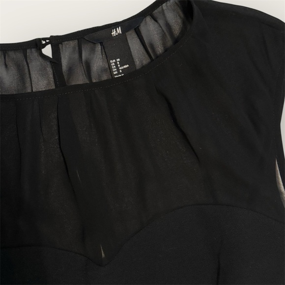 H&M Sheer Neck Sleeveless Sweetheart Neck Black Party Midi Dress NWOT- Size 8 - Picture 2 of 7